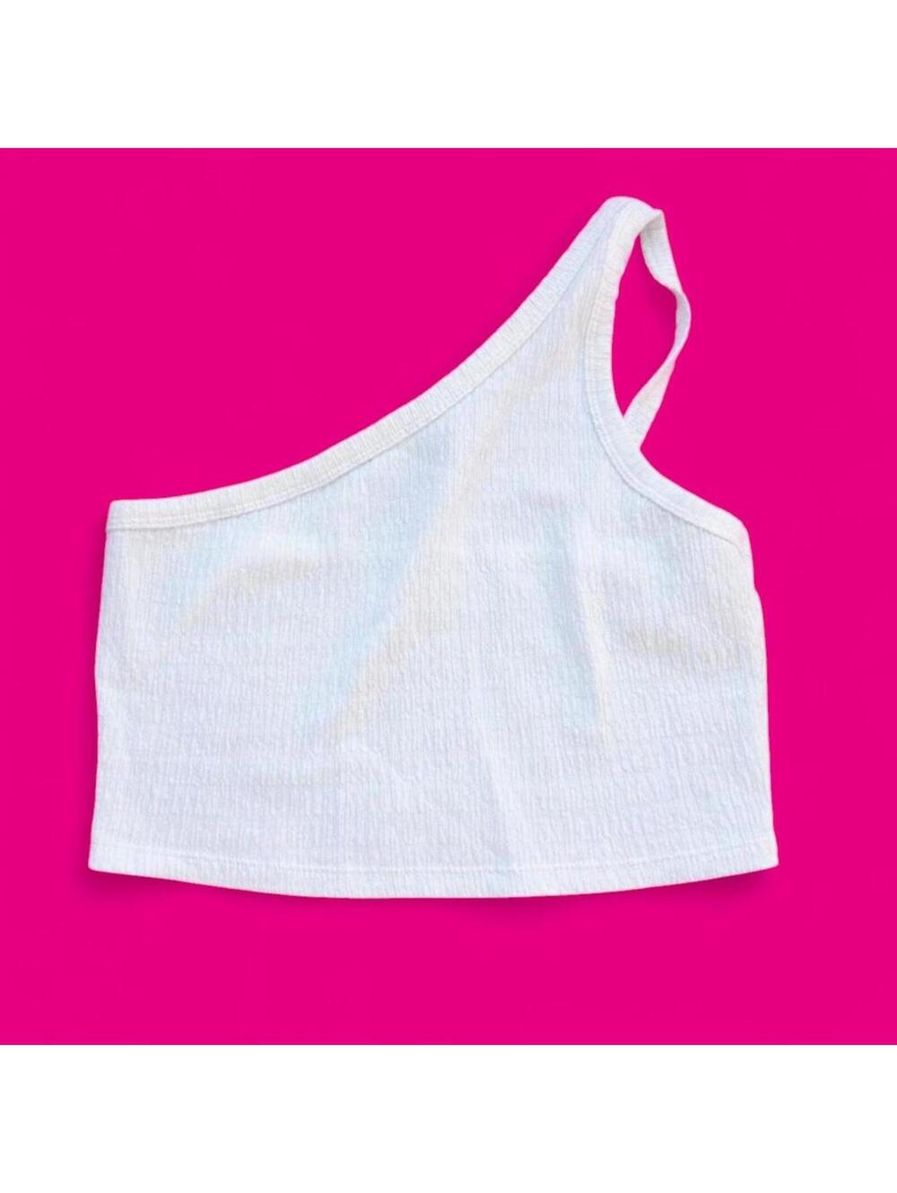 American Eagle Outfitters White one shoulder ribbed crop top